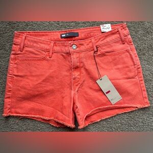 Levi's Orange Jean Shorts with Frayed Hem NWT
